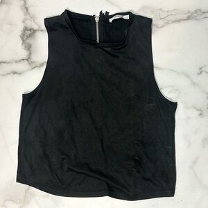 ZARA Faux Suede Crop Back Zipper Muscle Tee Tank Trafaluc